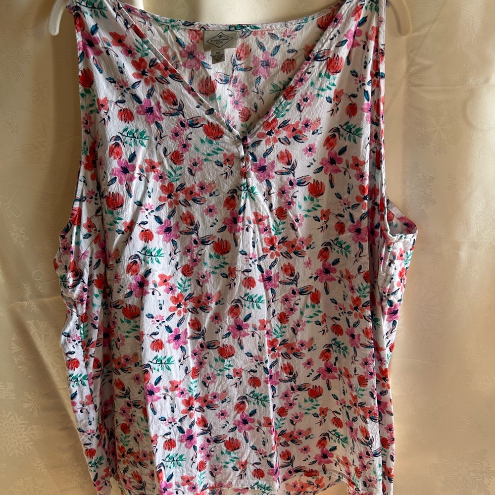 St. John's Bay Floral V-Neck Blouse - Multicolor